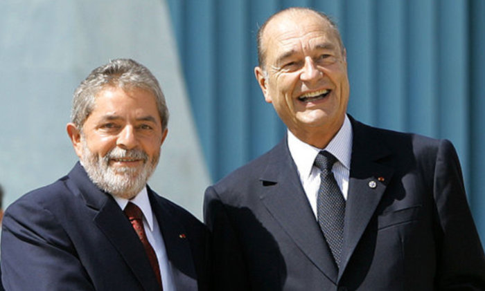 Jacques Chirac en 2006 avec le président brésilien Lula.